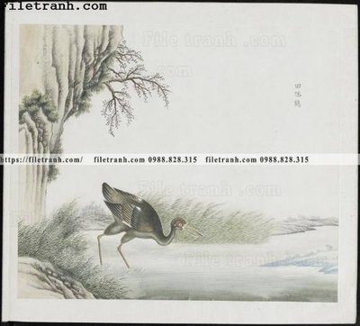 File tranh trang trí buc anh hoa co chim muong mau sac nhe nhang 357 (file gốc)