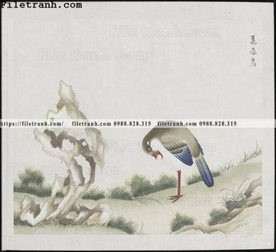 File in mica buc anh hoa co chim muong mau sac nhe nhang 375 (bản gốc) siêu trong