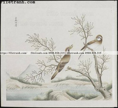 File in mica buc anh hoa co chim muong mau sac nhe nhang 378 (bản gốc) sắc sảo