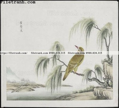 File in ấn buc anh hoa co chim muong mau sac nhe nhang 385 (bản gốc) chất lượng cao