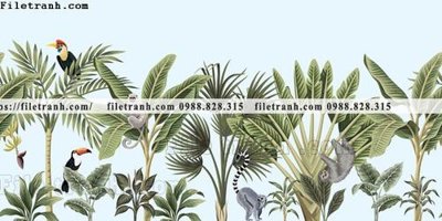 File ảnh buc anh ve la rung cay nhiet doi chau Au co dien173 (gốc) cho trang trí nhà hàng