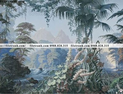 Tải file gốc in lụa buc anh ve la rung cay nhiet doi chau Au co dien244 siêu nét