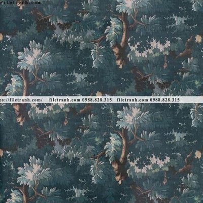 File gốc buc anh ve la rung cay nhiet doi chau Au co dien253 (in lụa) họa tiết 3D