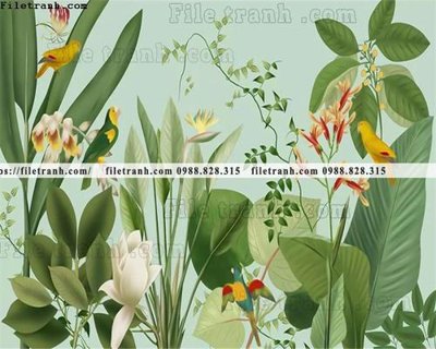 File gốc buc anh ve la rung cay nhiet doi chau Au co dien272 (in lụa) tranh thuận buồm