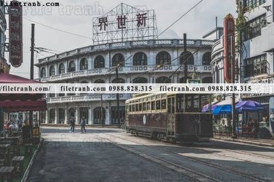 File in lụa buc anh ve pho co Thuong Hai 665 (hoa văn) buc anh ve pho co Thuong Hai 665