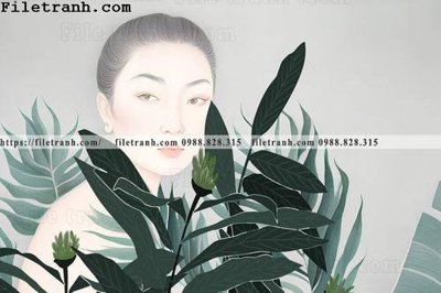 File gốc buc anh ve phu nu truu tuong cua Morandi 121 (in lụa) cao cấp