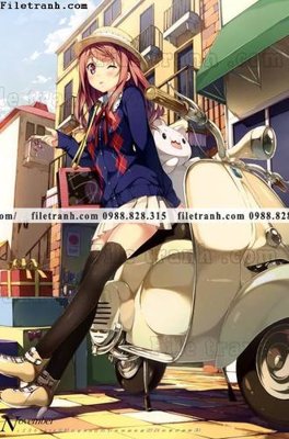 File tranh buc tranh doc anime nu hai chieu Nhat Ban 165 (bản gốc) in lụa dán tường