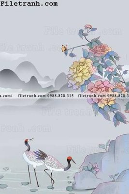 File gốc buc tranh hoa va chim co Trung Hoa 118 (in tráng gương) nghệ thuật
