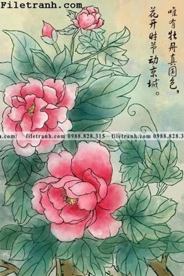 File tranh in trần 3D buc tranh hoa va chim co Trung Hoa 120 (ảnh gốc)