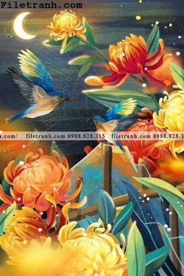 File tranh buc tranh hoa va chim co Trung Hoa 144 (ảnh gốc) chi tiết rõ ràng