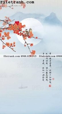 File gốc in ấn buc tranh muc ve hoa va chim Trung Quoc 104 chuẩn màu CMYK