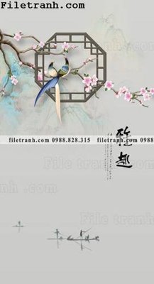 File PSD buc tranh muc ve hoa va chim Trung Quoc 120 (bản gốc) đã tách nền
