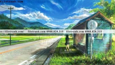 File gốc buc tranh phong canh hoat hinh gia khong gian 228 (in lụa) họa tiết 3D