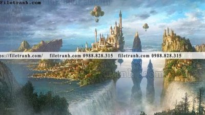 File tranh buc tranh phong canh hoat hinh gia khong gian 284 (bản gốc) treo quán cafe