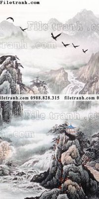 Tải file buc tranh phong canh loi vao phong cach Trung Quoc moi 130 (ảnh gốc) in tranh kính