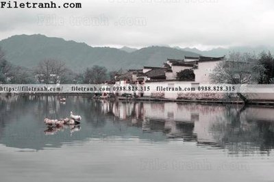 Ảnh gốc file in lụa buc tranh phong canh nong thon 106 chi tiết