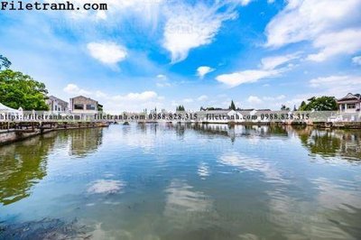 File gốc buc tranh phong canh nong thon 127 (in lụa) hoa văn cổ điển