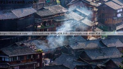 File gốc buc tranh phong canh nong thon 128 (ảnh chi tiết) để in lụa