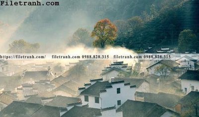 File gốc in tráng gương buc tranh phong canh nong thon 141 chi tiết