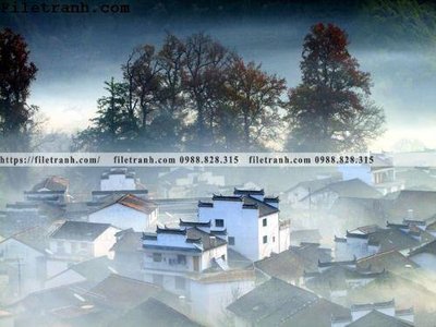 File tranh trang trí buc tranh phong canh nong thon 145 (file gốc)