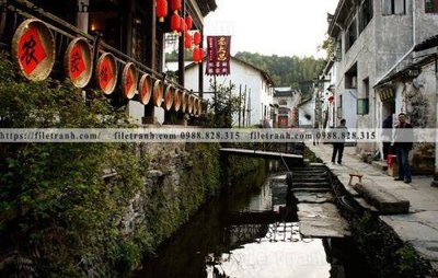 Download file gốc buc tranh phong canh nong thon 150 (in lụa) hoa lá