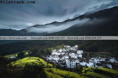 File gốc buc tranh phong canh nong thon 203 (in lụa) trang trí tường