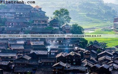 File gốc buc tranh phong canh nong thon 259 (bản quyền) cho in ấn