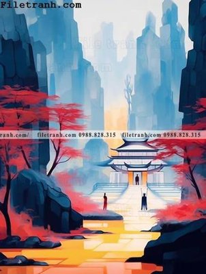 File tranh gốc in trần nhà buc tranh phong canh tan co dien 105 3D