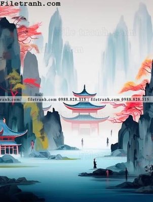 File in ấn buc tranh phong canh tan co dien 107 (bản gốc) cao cấp