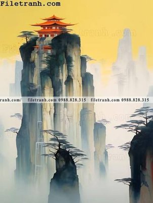 File in trần buc tranh phong canh tan co dien 155 (bản gốc 3D) sống động