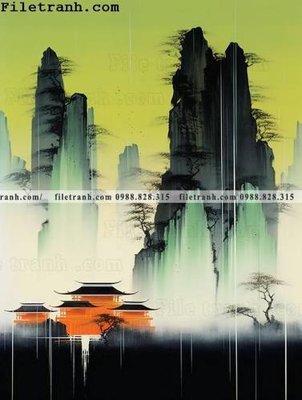 File gốc buc tranh phong canh tan co dien 190 (ảnh chi tiết) để in trần