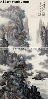 File gốc in tráng gương buc tranh phong canh ve hoa va chim 158 chi tiết