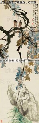 File gốc buc tranh phong canh ve hoa va chim 164 (in lụa) tranh mã đáo