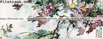 File tranh buc tranh phong canh ve hoa va chim 175 (bản gốc) treo phòng ăn