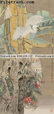 File tranh in trần buc tranh phong canh ve hoa va chim 197 (ảnh gốc siêu nét)