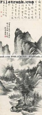 File PSD buc tranh phong canh ve hoa va chim 214 (bản gốc) độ phân giải cao