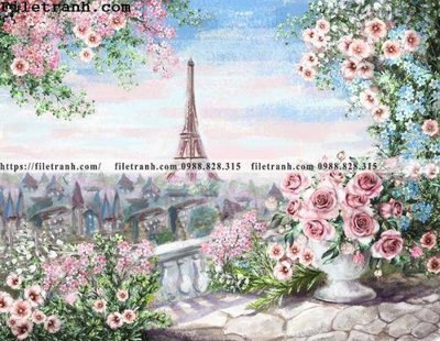 File gốc buc tranh son dau hoa tiet phong canh Chau Au 111 (PNG) không nền chất lượng