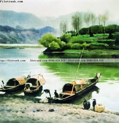 File tranh buc tranh son dau phong canh thac nuoc 224 (ảnh gốc) in trần xuyên sáng