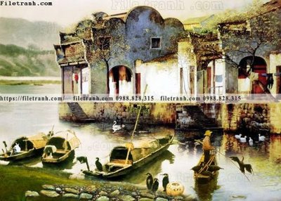 File tranh trang trí buc tranh son dau phong canh thac nuoc 229 (file gốc)