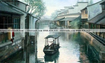 Tải file buc tranh son dau phong canh thac nuoc 231 (gốc) chủ đề tâm linh