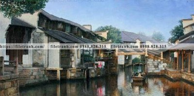 Tải file buc tranh son dau phong canh thac nuoc 237 (gốc) in tranh tráng gương