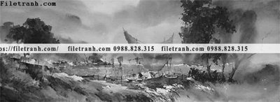 File in trần buc tranh son dau phong canh vector 1513 (bản gốc) hoa văn