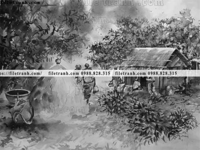 File in ấn buc tranh son dau phong canh vector 1540 (bản gốc) sắc nét