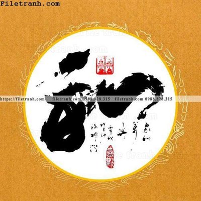 File tranh buc tranh thu phap chu trung quoc 168 (bản gốc) in lụa dán tường