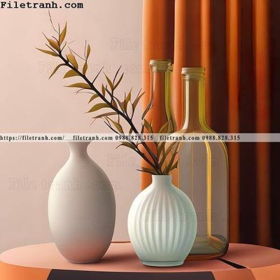 Ảnh gốc buc tranh truu tuong ve hoa Morandi 100 (độ nét cao) in tráng gương