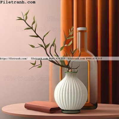 File in trần buc tranh truu tuong ve hoa Morandi 102 (bản gốc) phong cảnh