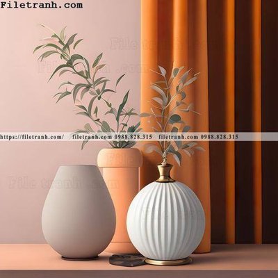 File tranh buc tranh truu tuong ve hoa Morandi 103 (bản gốc) in lụa dán tường