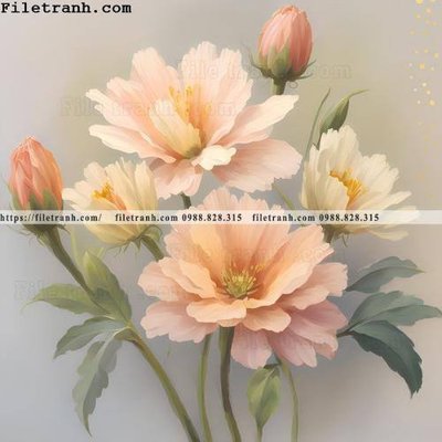 File gốc in mica buc tranh truu tuong ve hoa Morandi 132 chất lượng