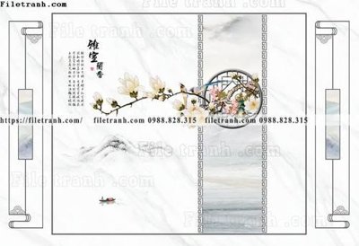 File in mica buc tuong nen hoa va chim phao chi 303 (bản gốc) sắc sảo