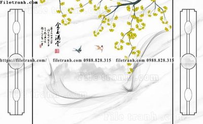 File ảnh buc tuong nen hoa va chim phao chi 319 (gốc) in quảng cáo ngoài trời